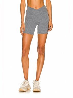 Strut This Heather Gray Ribbed High Rise Biker Shorts XS $88